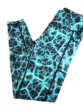 CVG Leggings Rage Blue Lightning Serenity Medium High-Waisted Womens Activewear